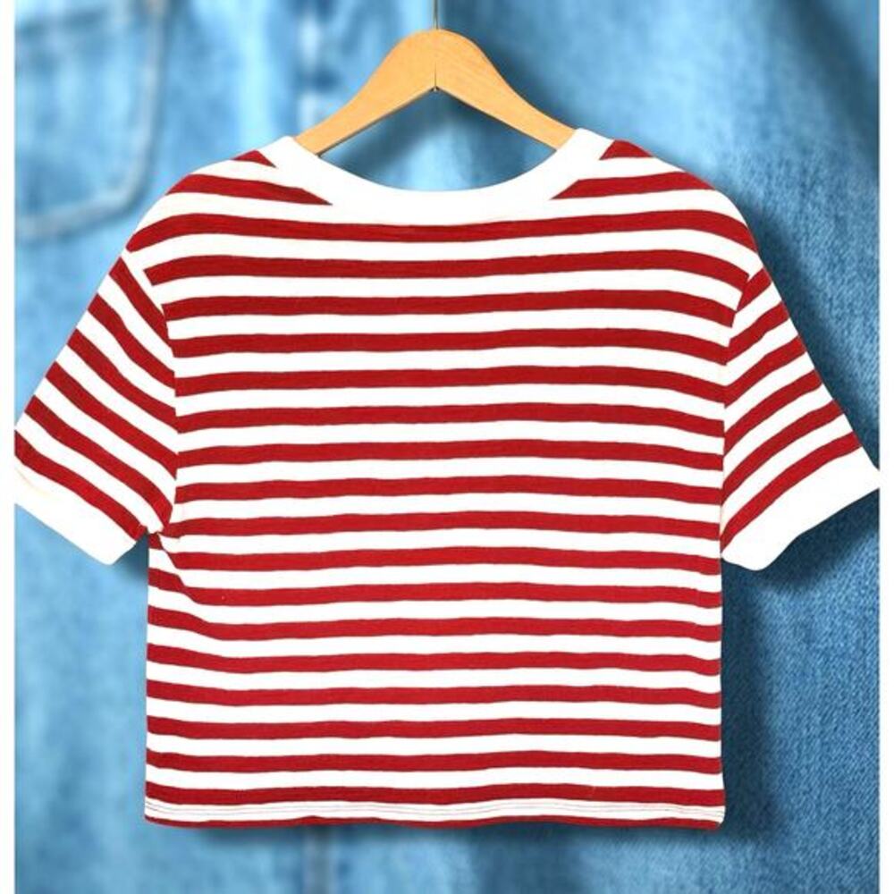 GUESS X A$AP‎ Rocky Red White Stripe Crop T-Shirt  XS